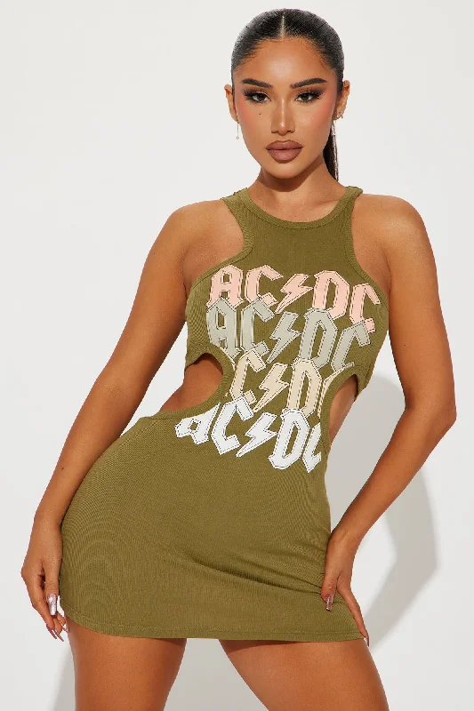 ACDC On Repeat Cut Out Mini Dress - Sage