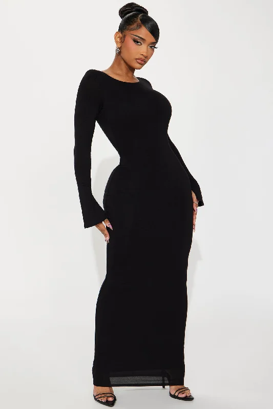 Cami Smooth Double Lined Maxi Dress - Black