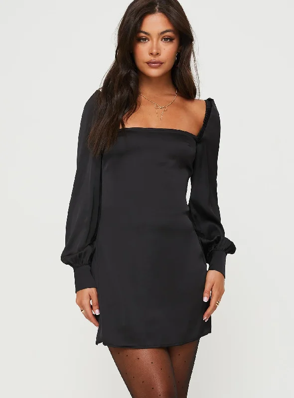 Cottee Satin Mini Dress Black