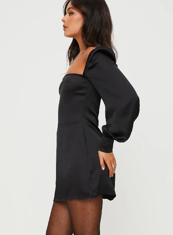 Cottee Satin Mini Dress Black