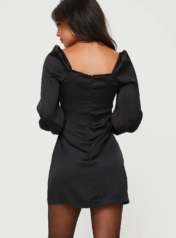 Cottee Satin Mini Dress Black