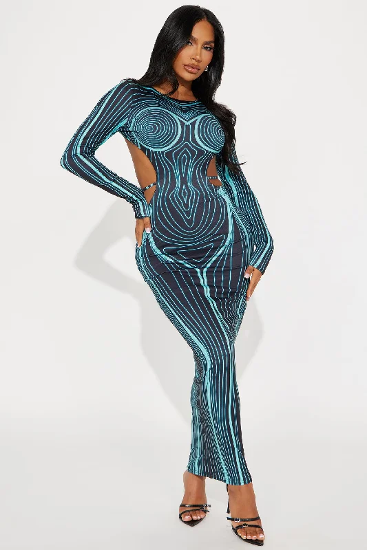 Kia Body Heat Maxi Dress - Teal/combo