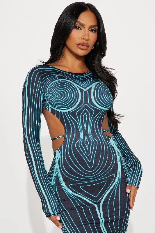 Kia Body Heat Maxi Dress - Teal/combo