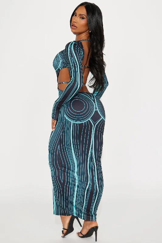 Kia Body Heat Maxi Dress - Teal/combo