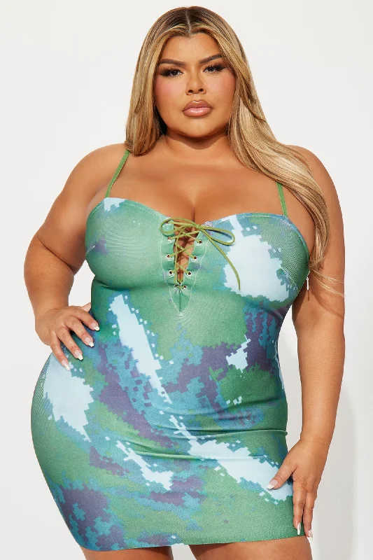 Lisa Bandage Mini Dress - Green/combo