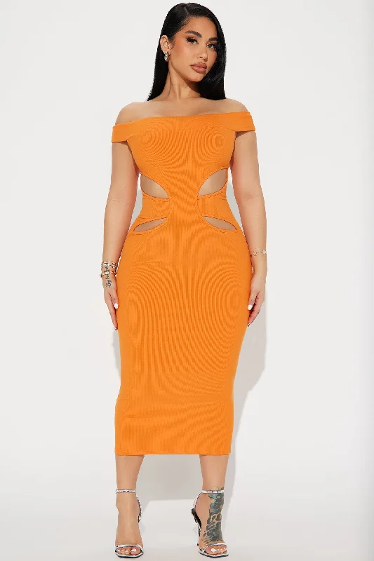 Mila Cutout Midi Dress - Orange