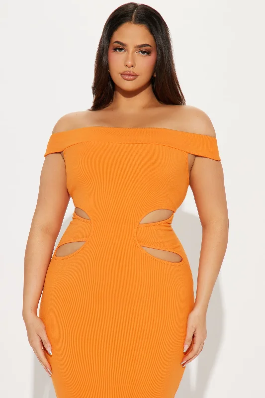 Mila Cutout Midi Dress - Orange