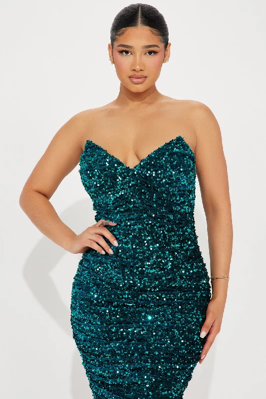 Sahara Sequin Midi Dress - Emerald