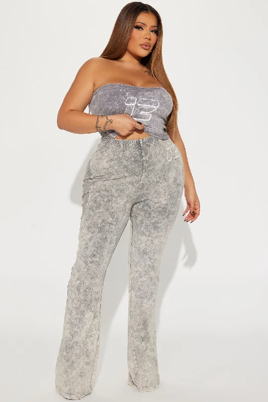 Devon Washed Flare Pant - Grey/combo