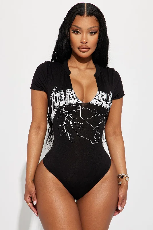 Flashing Lights Graphic Bodysuit - Black