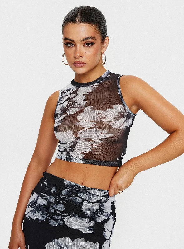 Missed Out Mesh Top Black