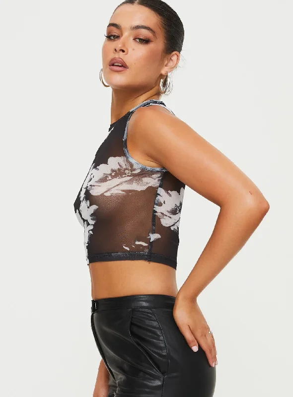 Missed Out Mesh Top Black