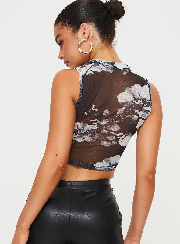 Missed Out Mesh Top Black