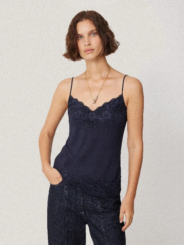 Modal Lace Vest | Navy