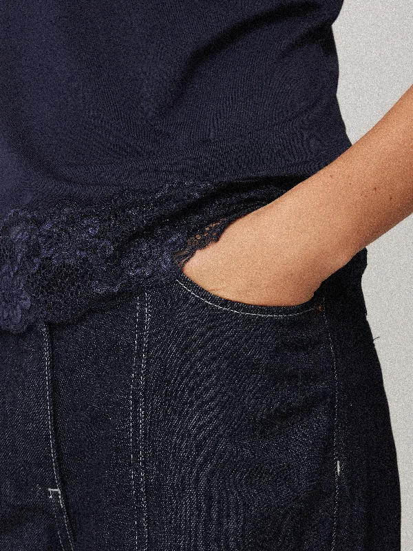 Modal Lace Vest | Navy