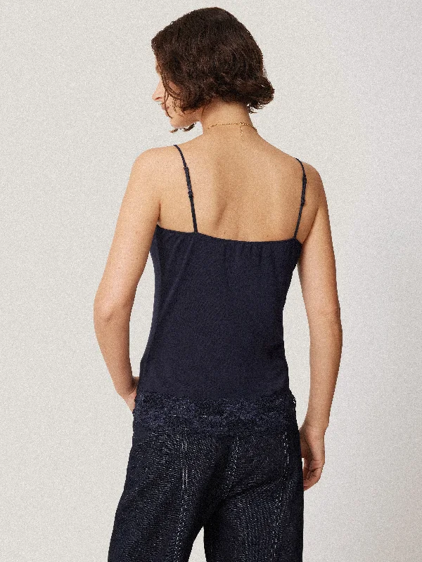 Modal Lace Vest | Navy