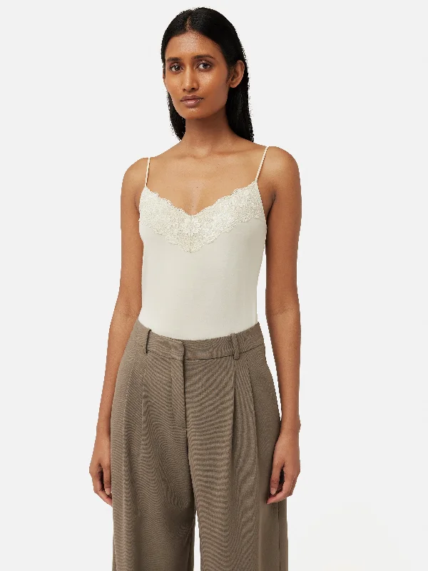 Modal Lace Vest | White Sand