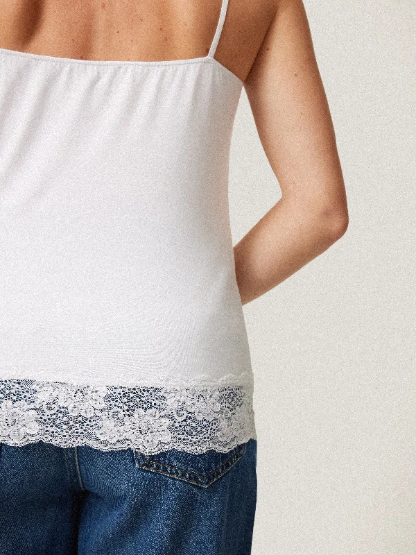 Modal Lace Vest | White