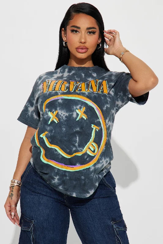 Nirvana All Smiles Tie Dye Tee - Black/combo