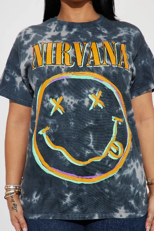 Nirvana All Smiles Tie Dye Tee - Black/combo