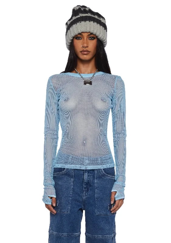 See Thru Me Fishnet Top - Baby Blue