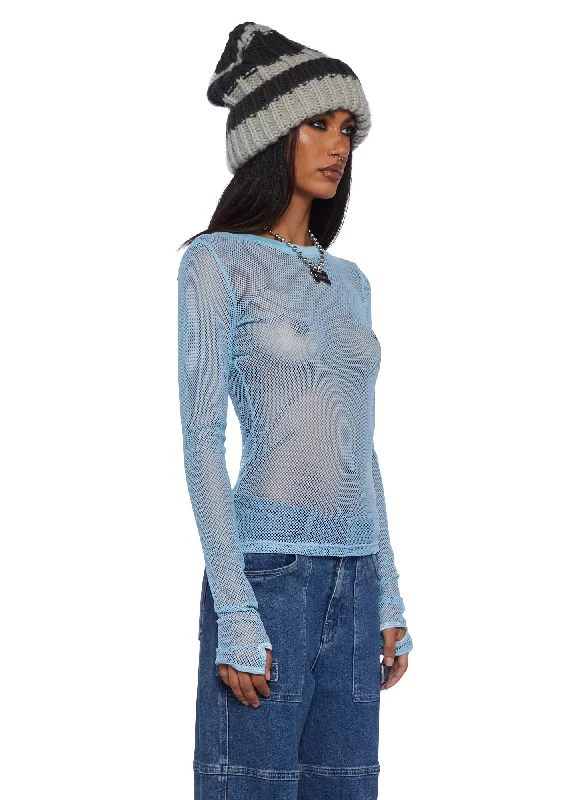 See Thru Me Fishnet Top - Baby Blue