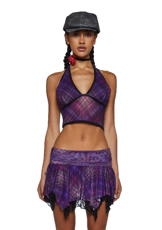 Tales Of Fantasy Halter Top - Purple Plaid