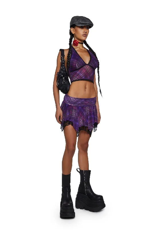 Tales Of Fantasy Halter Top - Purple Plaid