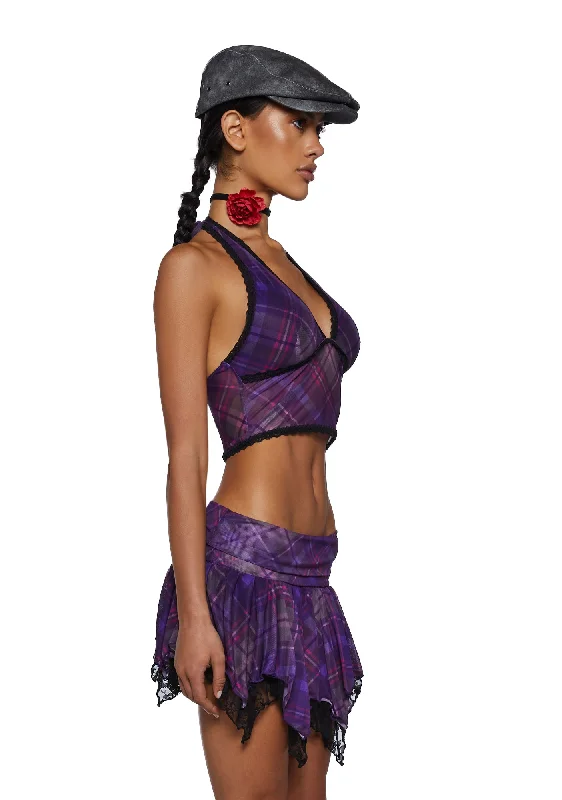 Tales Of Fantasy Halter Top - Purple Plaid