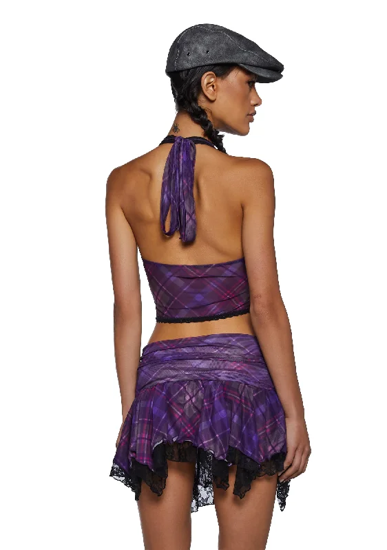 Tales Of Fantasy Halter Top - Purple Plaid