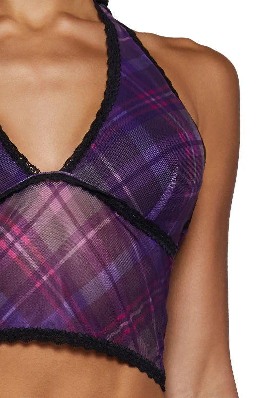 Tales Of Fantasy Halter Top - Purple Plaid