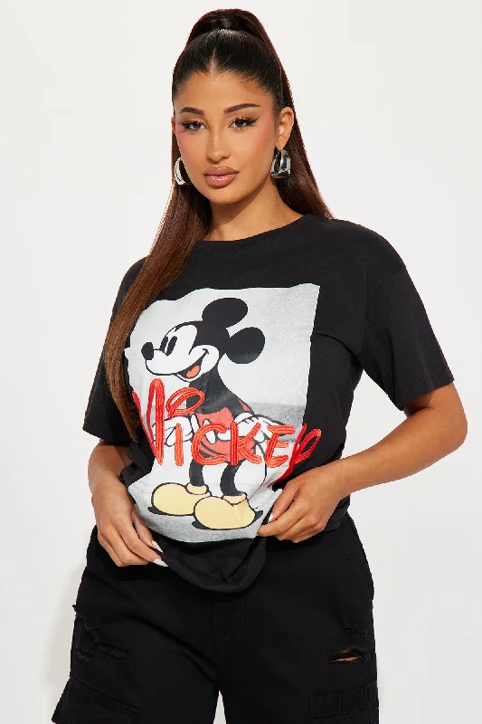 Vintage Mickey Embroidered Tee - Black