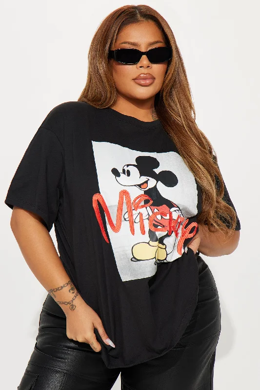 Vintage Mickey Embroidered Tee - Black