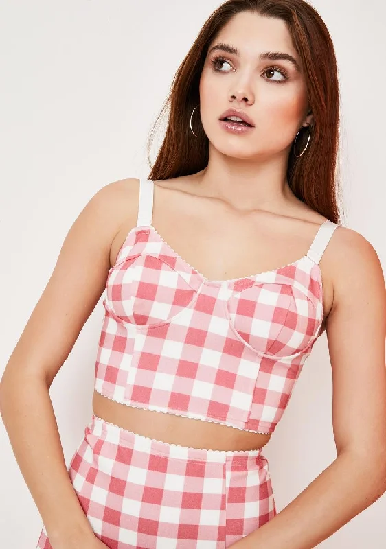 We Belong Together Gingham Bustier Top