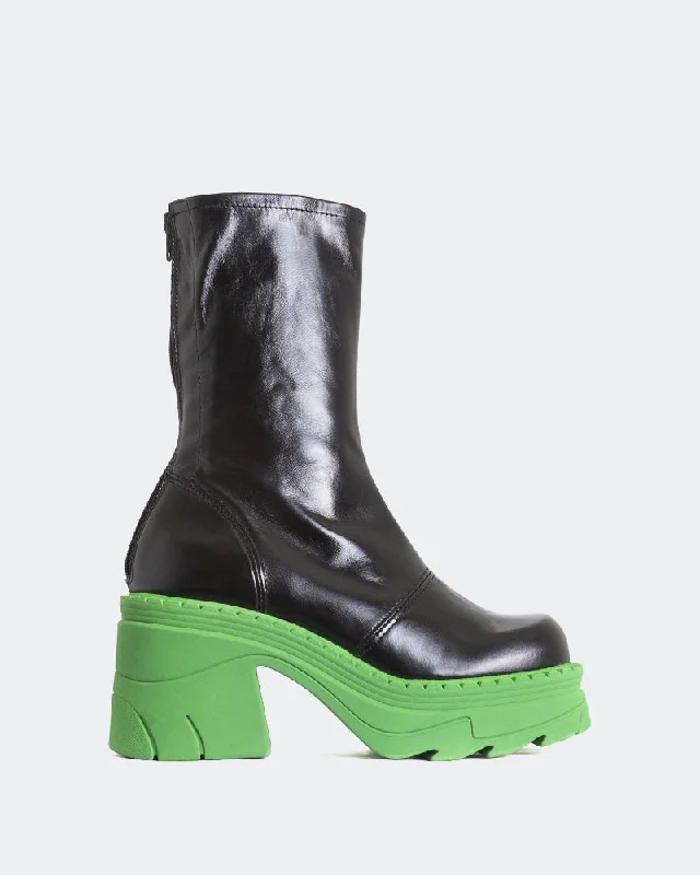 Grover Black Leather Green Sole