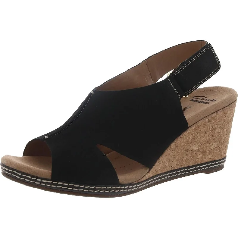 Helio Float4 Womens Faux Suede Cork Wedge Sandals