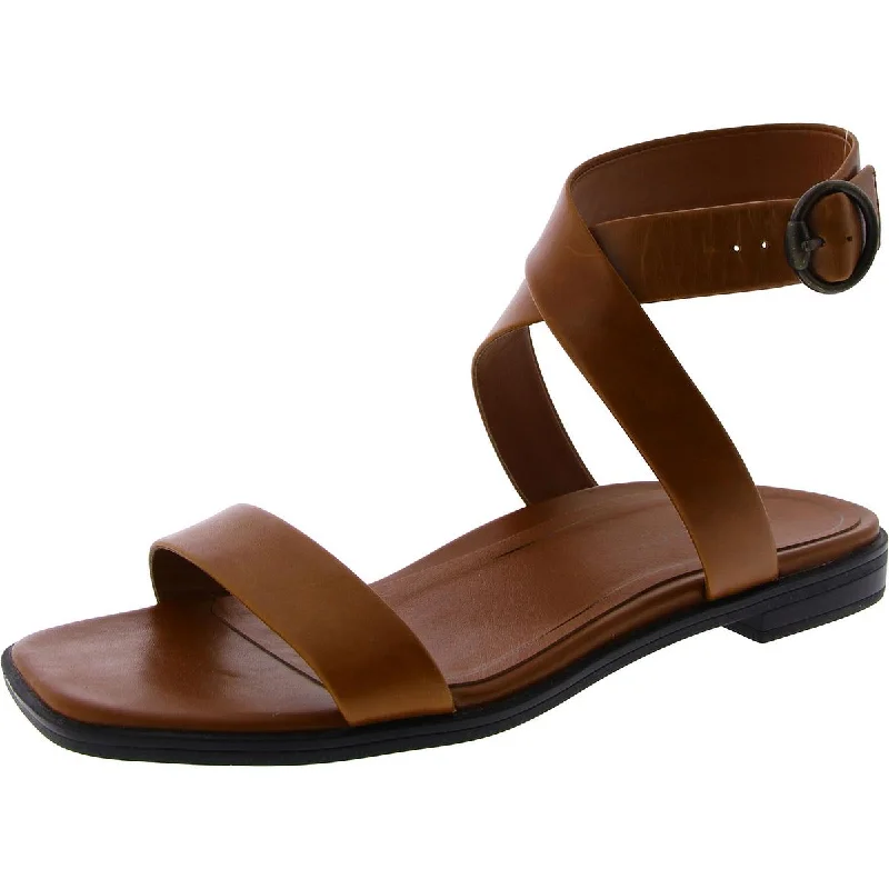 Womens Leather Slip On Strappy Sandals