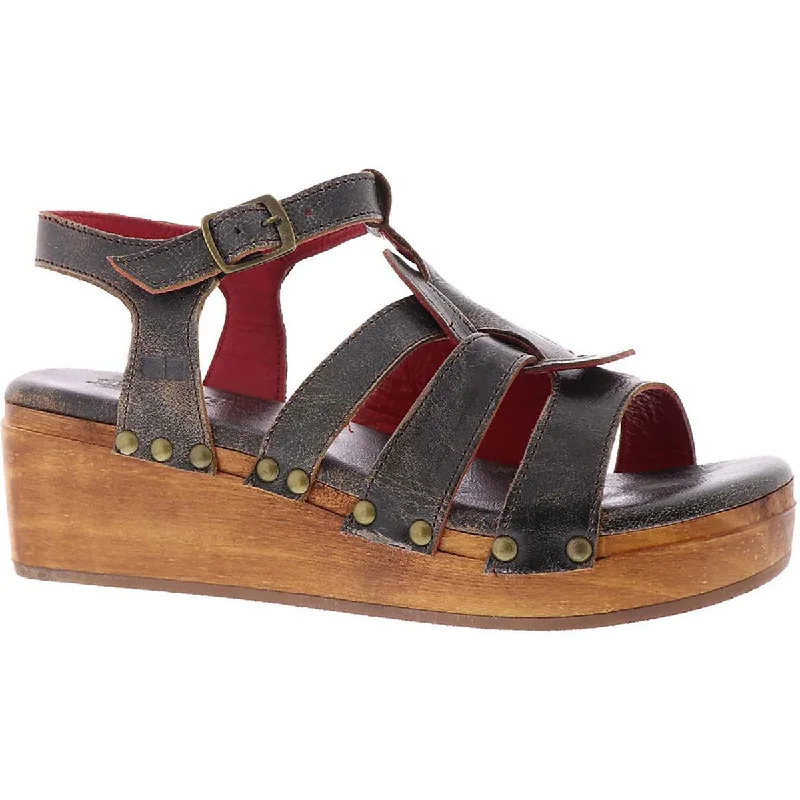 Womens Leather Wedge Heel Wedge Sandals