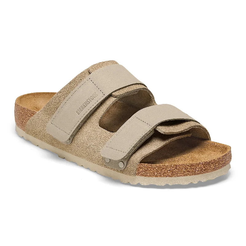 Birkenstock Uji Narrow Slide Sandal (Women) - Taupe Suede/Taupe Nubuck