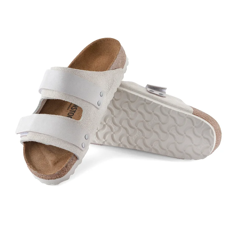 Birkenstock Uji Slide Sandal (Women) - Antique White Suede/Antique White Nubuck