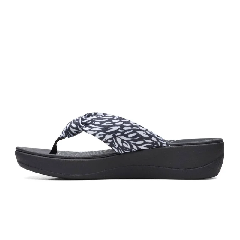 Clarks Arla Glison Thong Sandal (Women) - Black Abstract