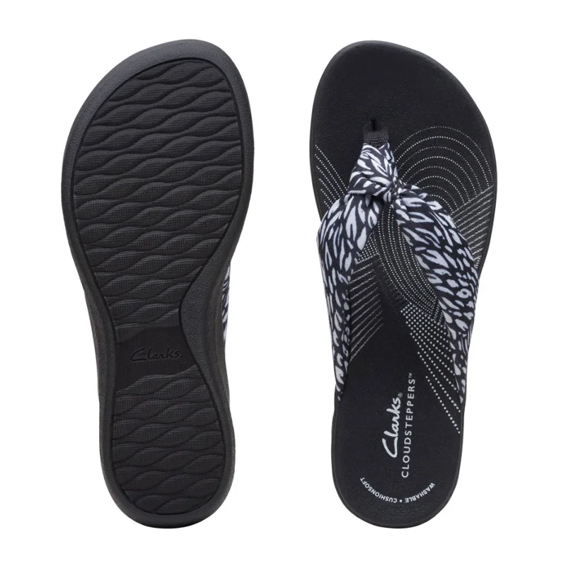 Clarks Arla Glison Thong Sandal (Women) - Black Abstract