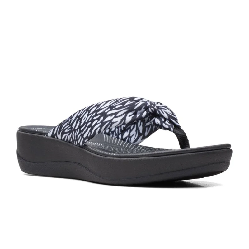 Clarks Arla Glison Thong Sandal (Women) - Black Abstract