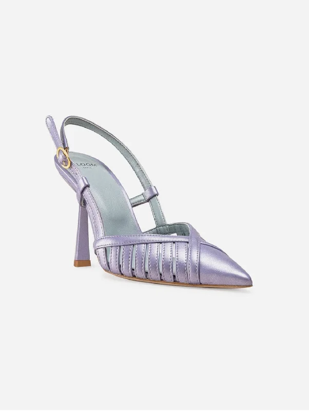 Lila Vegan Apple Leather Slingback Heels | Iridescent Violet