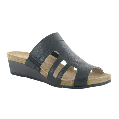 Naot Carriage Wedge Sandal (Women) - Soft Black Leather