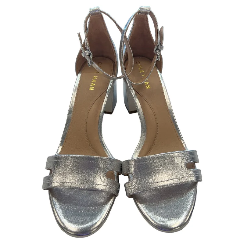 Sandals Heels Block By Cole-haan In Silver, Size: 7.5