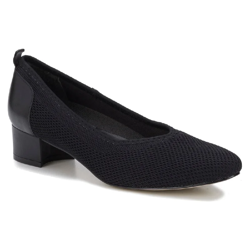 Walking Cradles Hester Heel Black Knit Fabric/Black Cashmere Leather (Women's)