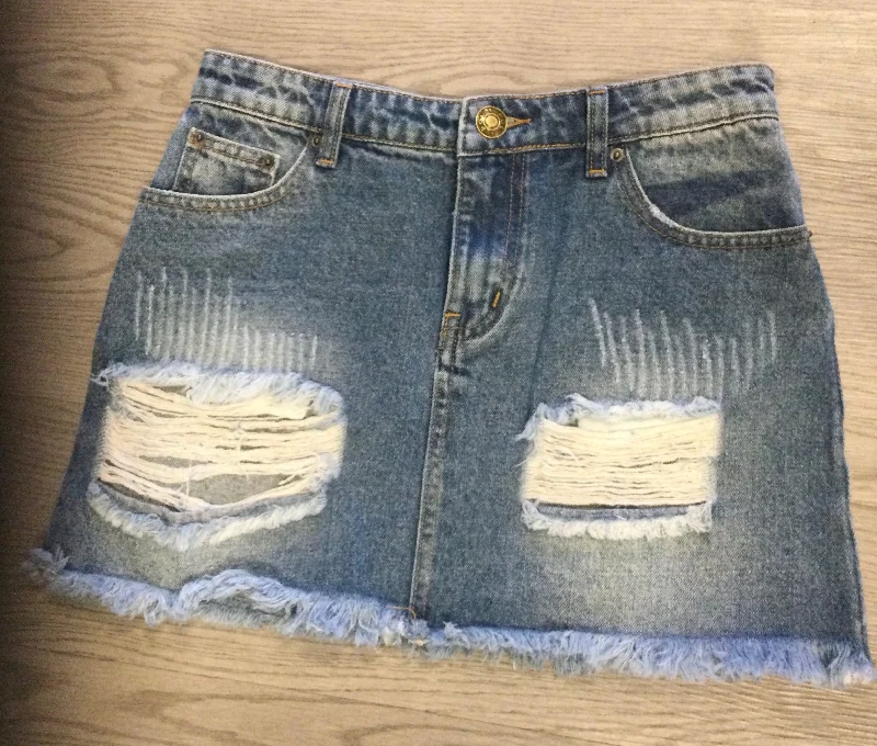 Distressed Denim Skirt