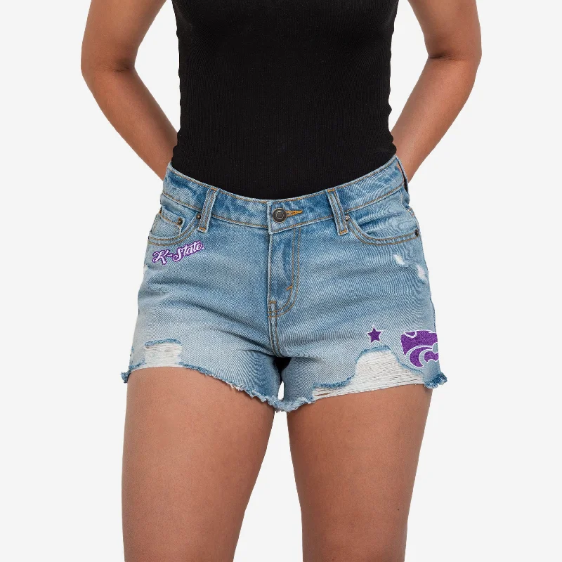 Kansas State Wildcats Womens Team Logo Denim Shorts