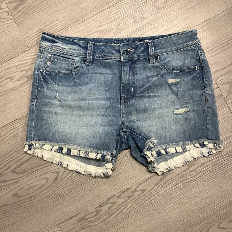 Miss Me Denim Shorts Mid Rise Blue/White Frey Distressed